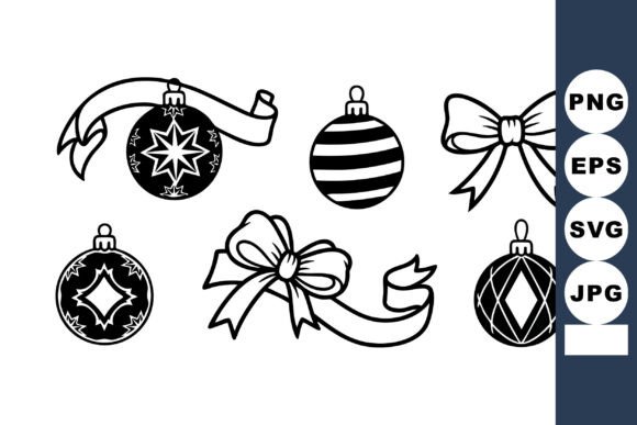 Elegant Black Silhouette Christmas Ornaments & Bows