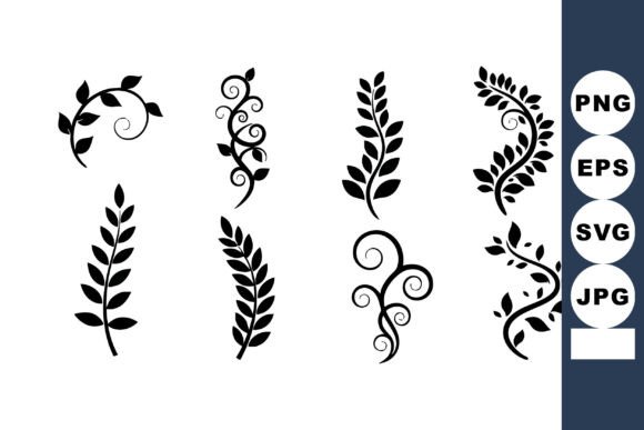 Elegant Black Silhouette Leaf and Vine Vectors