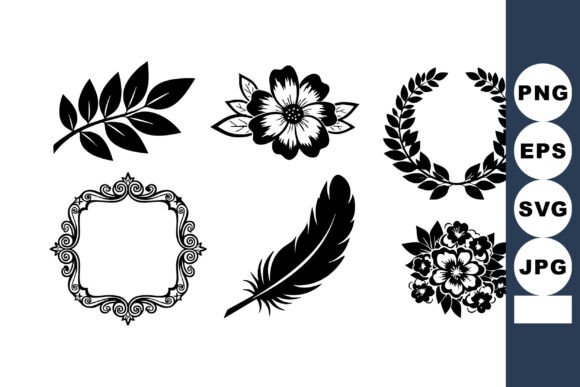 Elegant Black & White Floral Vector Designs