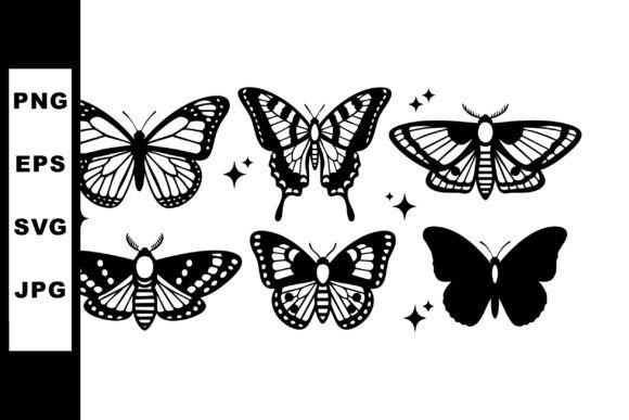 Elevate Your Designs with Butterfly Silhouettes with Decorative Stars