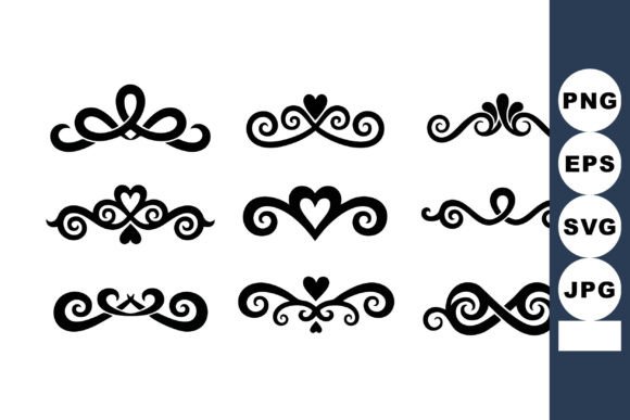 Elevate Your Vintage Projects with Decorative Heart Swirl Vector Design Elements