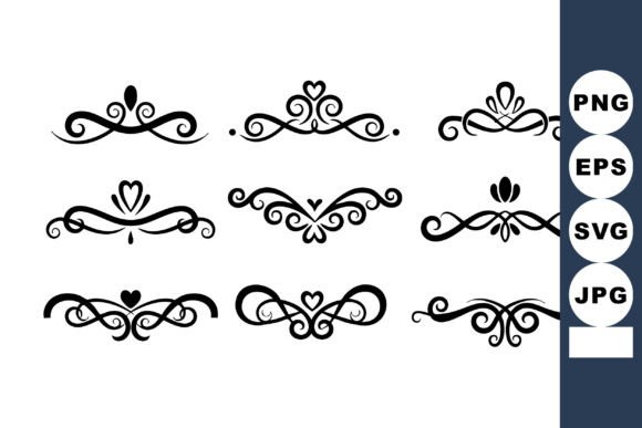 Elevating Brand Perception with Decorative Black Ornamental Vector Flourishes