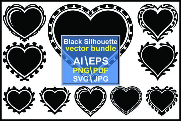 Elevating Design Projects with a Decorative Heart Shapes Silhouette Collection