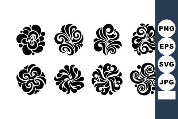 Elevating Design Projects with Black Floral Swirl Abstract Decorative V