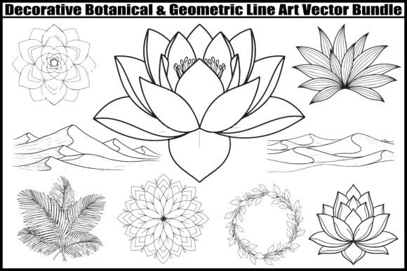 Elevating Design Projects with Decorative Botanical Geometric Line Art