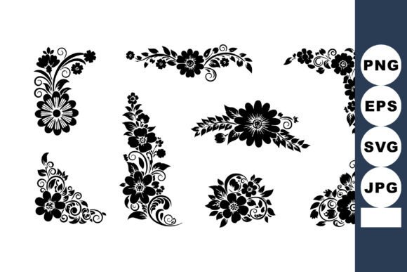 Elevating Design Projects with Floral Decorative Corner and Border Vect