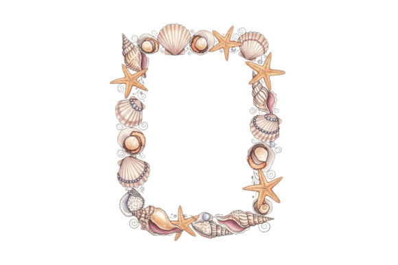 Seashell and Starfish Decorative Frame: Elevating Your Summer Designs with Tropical Watercolor Charm