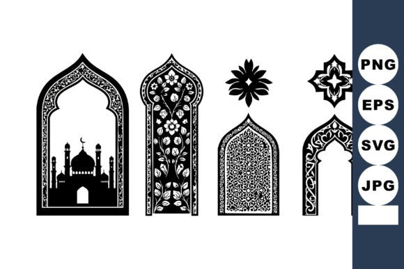 Unlocking Design Potential with Islamic Decorative Window Arches with Floral and Vector Details
